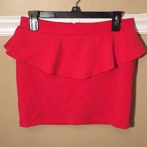 red mini skirt